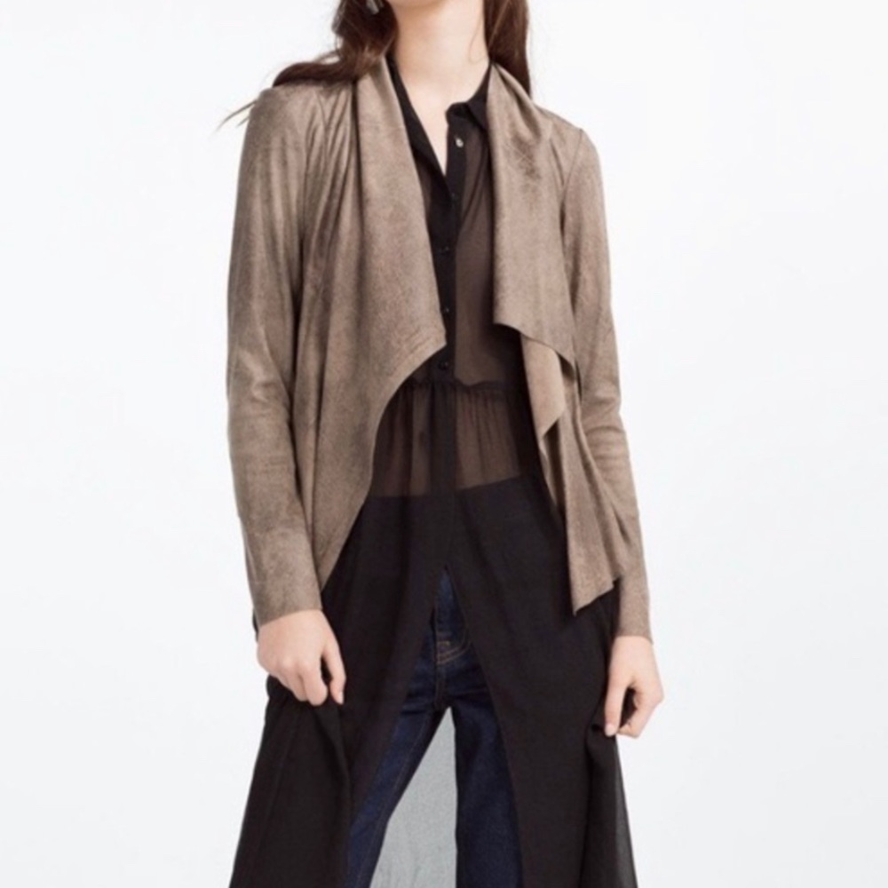 Zara Women's Moto Jacket Faux-Suede exposed zipper